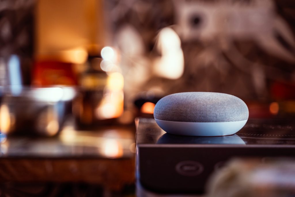 Google mini smart home device