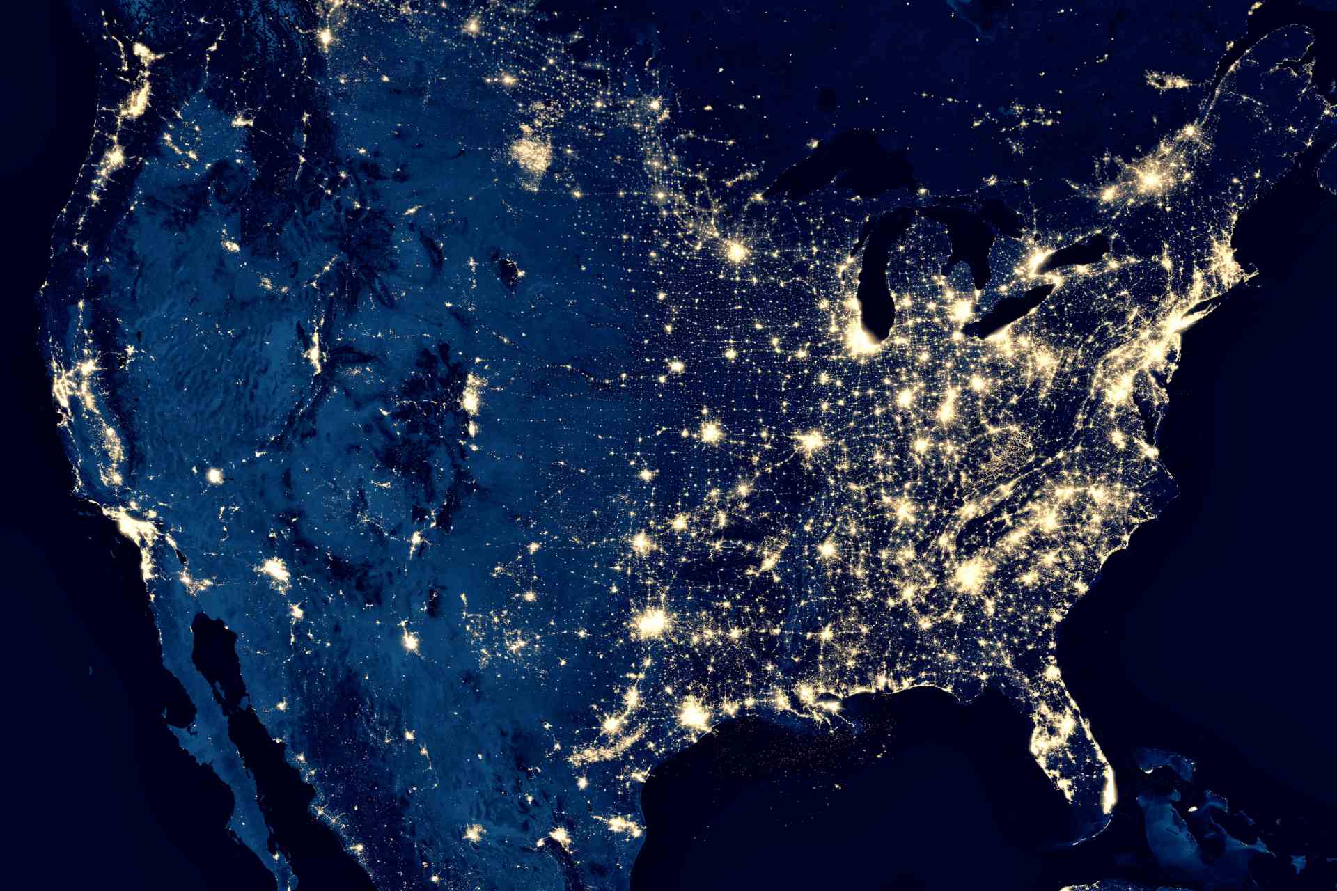 U.S. electricity grid at night